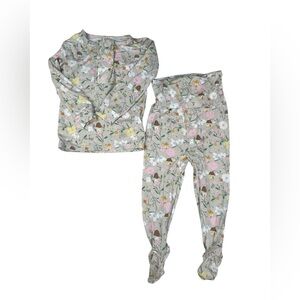 Magnetic Me Footie Pajamas 12-18M Baby Girl Floral Zip-Up Modal Grippy Feet C446